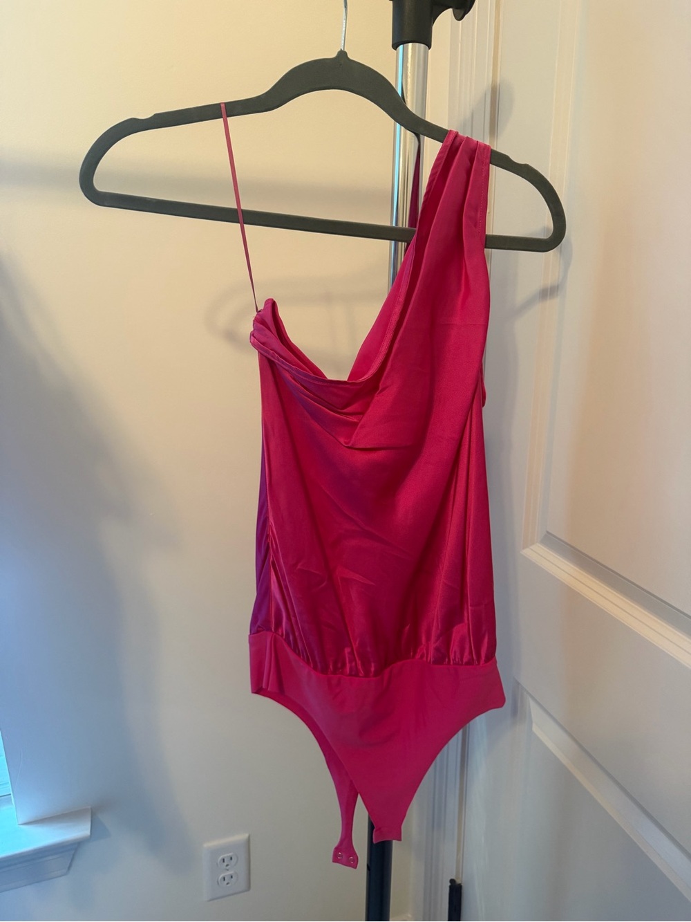 Cami NYC One-Shoulder Bodysuit in Hot Pink